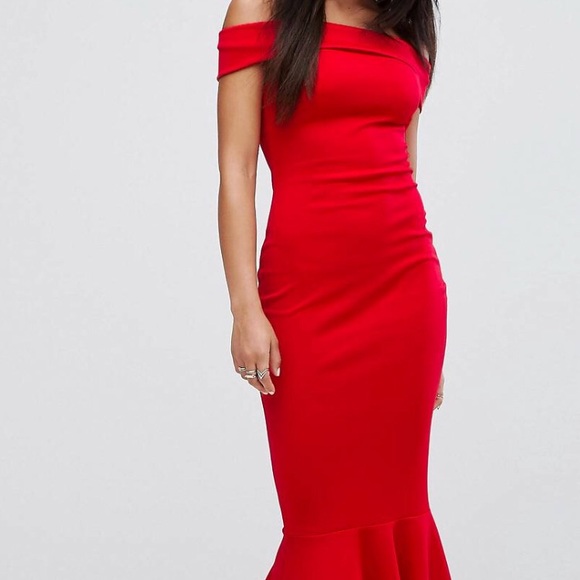 lipsy red bardot dress